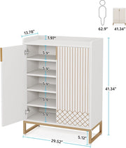 Praktisch Schoenenrek - Schoenenrek met 6 Niveaus - Schoenenkast - Schoenenrek Metaal Modern - Metaal - 73 x 35 x 105 cm - Wit