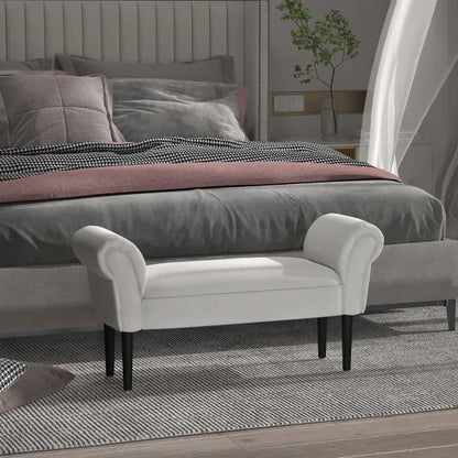 Bank - Stoel - Slaapkamerbank - Voetenbank - Slaapkamer - 102 cm x 36 cm x 51 cm - Wit - QUORE
