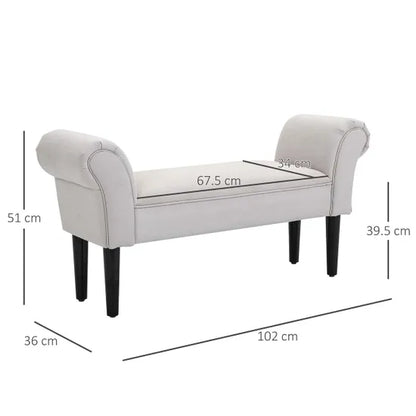 Bank - Stoel - Slaapkamerbank - Voetenbank - Slaapkamer - 102 cm x 36 cm x 51 cm - Wit - QUORE