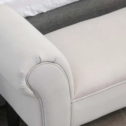 Bank - Stoel - Slaapkamerbank - Voetenbank - Slaapkamer - 102 cm x 36 cm x 51 cm - Wit - QUORE