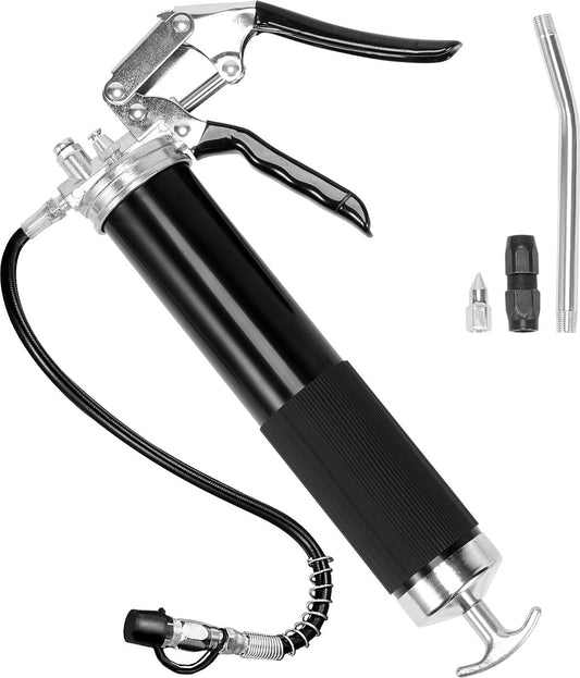 Handmatig Vetspuit - Koolstofstaal & Aluminiumlegering - Maximale Werkdruk 6000 PSI - Capaciteit 13 OZ - Hendelontwerp Waarmee - Vetspuit Voor Zwaar Gebruik - 37.5x13x5.64cm - Oranje