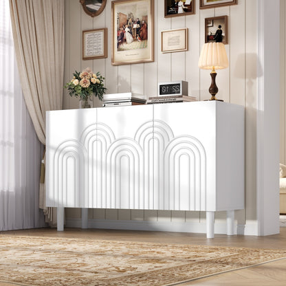 Sideboard, 120 x 38.5 x 79cm Cutlery cabinet, three-door living room cabinet, large capacity storage unit, bedroom and living room drawer unit, adjustable shelving cabinet, white finish catering to your diverse requirements.,