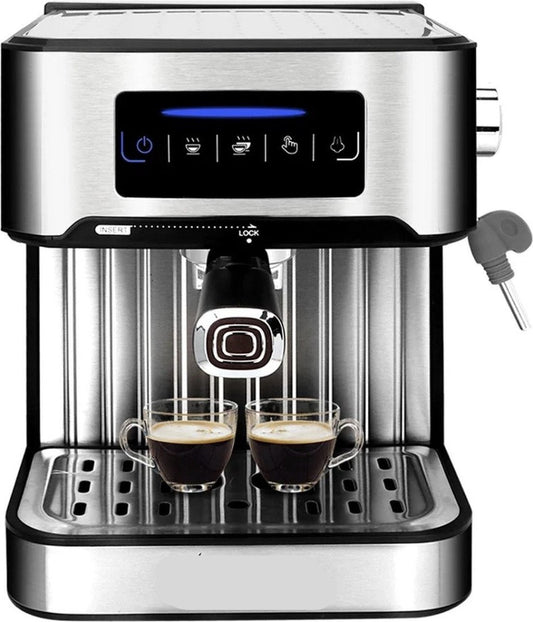 Koffiezetapparaat - Espresso - Espresso Machine - Cappuccino koffiezetapparaat - Melkopschuimer - LCD touch - Semi automatische Pomp - 1200W - Licht grijs