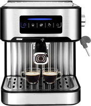 Koffiezetapparaat - Espresso - Espresso Machine - Cappuccino koffiezetapparaat - Melkopschuimer - LCD touch - Semi automatische Pomp - 1200W - Licht grijs