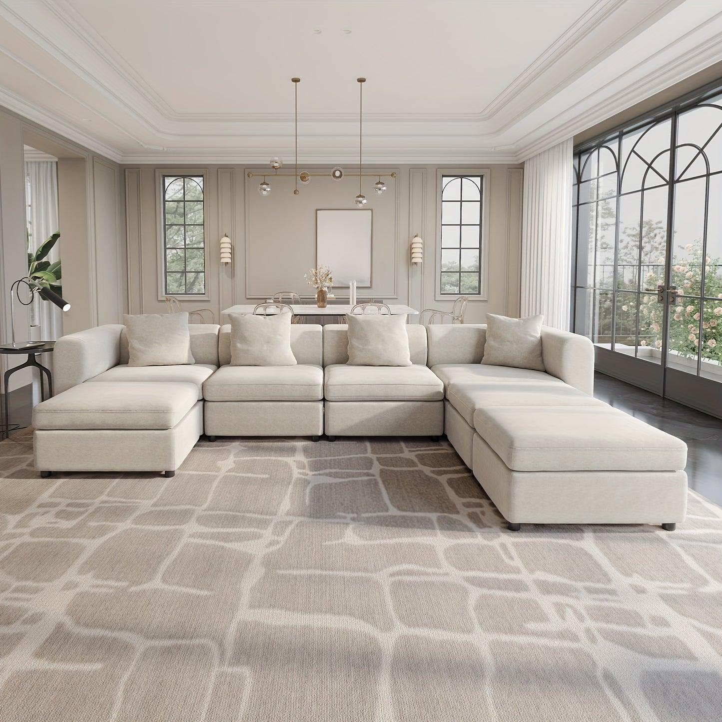 Hoekbank – Hoeksalon – L-vormige Bank – Zitbank – Slaapbank – Modulaire Beige Hoekbank – Ruime Zitplaatsen – Comfortabele Kussens