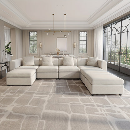 Moderne Modulaire Hoekbank – Loungebank – Zithoek – Sofa – Hoekzetel – 6-Persoons Beige Variant – Ruimtebesparend Ontwerp – Volledig Gemonteerd