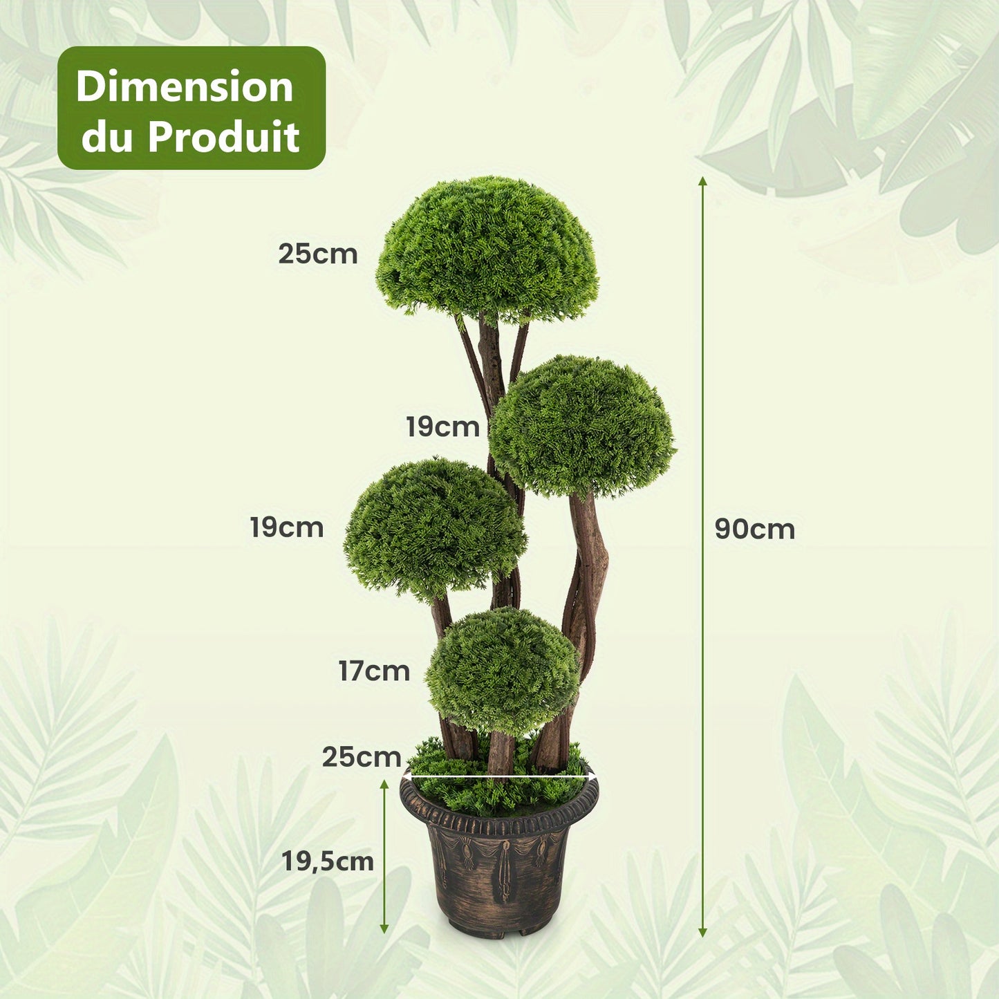 Kunstcipres – Kunstplant – Nepboom – Kunstboom – Kunstcipresboom – 90 cm Hoog – Onderhoudsvrij – Weerbestendig – Cementpot