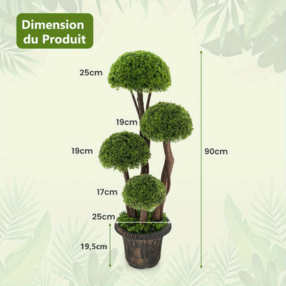 Kunstcipres – Kunstplant – Nepboom – Kunstboom – Kunstcipresboom – 90 cm Hoog – Onderhoudsvrij – Weerbestendig – Cementpot