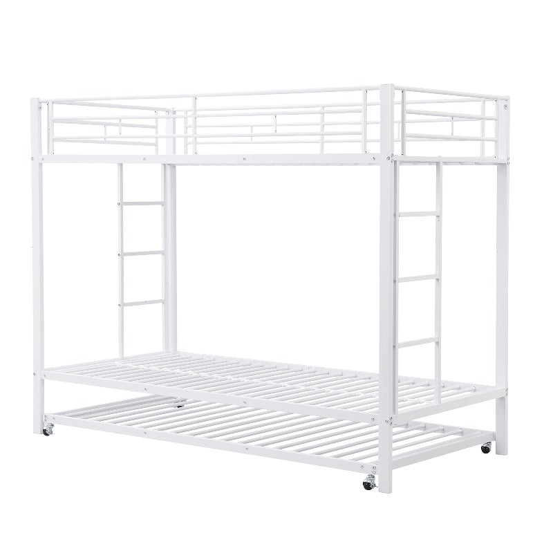 Stapelbed Met Uittrekbed – Stapelbed – Hoogslaper – Twijfelaar Bed – Kinderbed – 90x200 cm – Metalen Frame – Veiligheidsrails