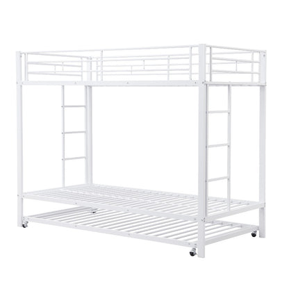Stapelbed Met Uittrekbed – Stapelbed – Hoogslaper – Twijfelaar Bed – Kinderbed – 90x200 cm – Metalen Frame – Veiligheidsrails