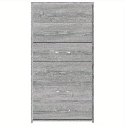 Sideboard – Dressoir – Kast – Opbergmeubel – Ladenkast – Sonoma Grijs – 6 Laden – Compacte Ruimtelijke Opbergruimte