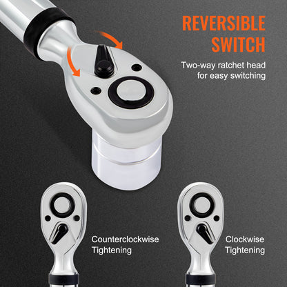 Digitale Momentsleutel 1/2" – Elektronische Momentsleutel – Torque Wrench – Koppelmeter – Momentsleutel Set – Nauwkeurig ±2% – Koppelbereik 34-340 Nm met LED Display