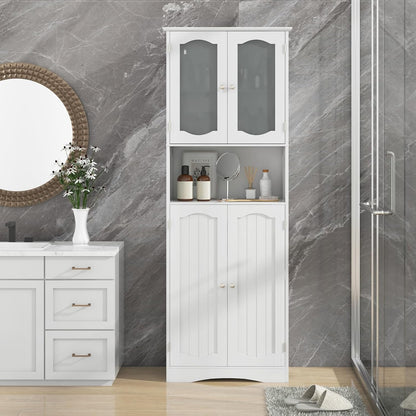 Badkamerkast – Opbergkast – Dressoir – Wastafelkast – Toiletkast – Wit MDF – 2 Deuren Met Veiligheidskanteling – Verstelbare Planken