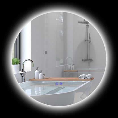 Badkamerspiegel – Spiegel – LED Spiegel – Verlichte Spiegel – Ronde Spiegel – Wit – Kleurwisselend LED Licht – Anti-Fog Functie – Ø 60 cm – IP44 Waterbestendig