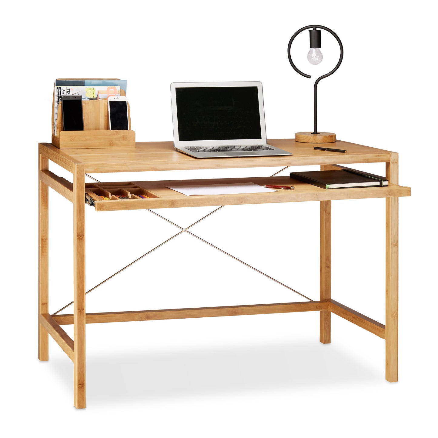 Computer Desk in Natural - (W)106.5 x (H)76.5 x (D)55.5cm
