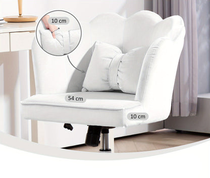 Bureaustoel – Office Chair – Desk Chair – Make-up Stoel – Draaistoel – Hoogte Verstelbaar – Schommelfunctie – Gestoffeerde Kussens – Brede Zitting – Wit