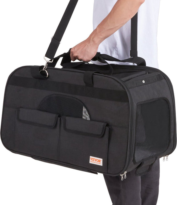 Reismand Kat en Hond - Huisdier Drager Trolley - Ademend Reistas met Telescopische Handgreep, Wielen en Schouderriem - Draagbare Rugzak - Draagtas Honden - Perfect voor Uitgaan en Reizen met Honden en Katten