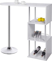 Bartafel - Met Opbergruimte - Voor Binnen - Keuken - Metalen Poot - Hout - Rechthoekig - Wit - 113x40x105 cm
