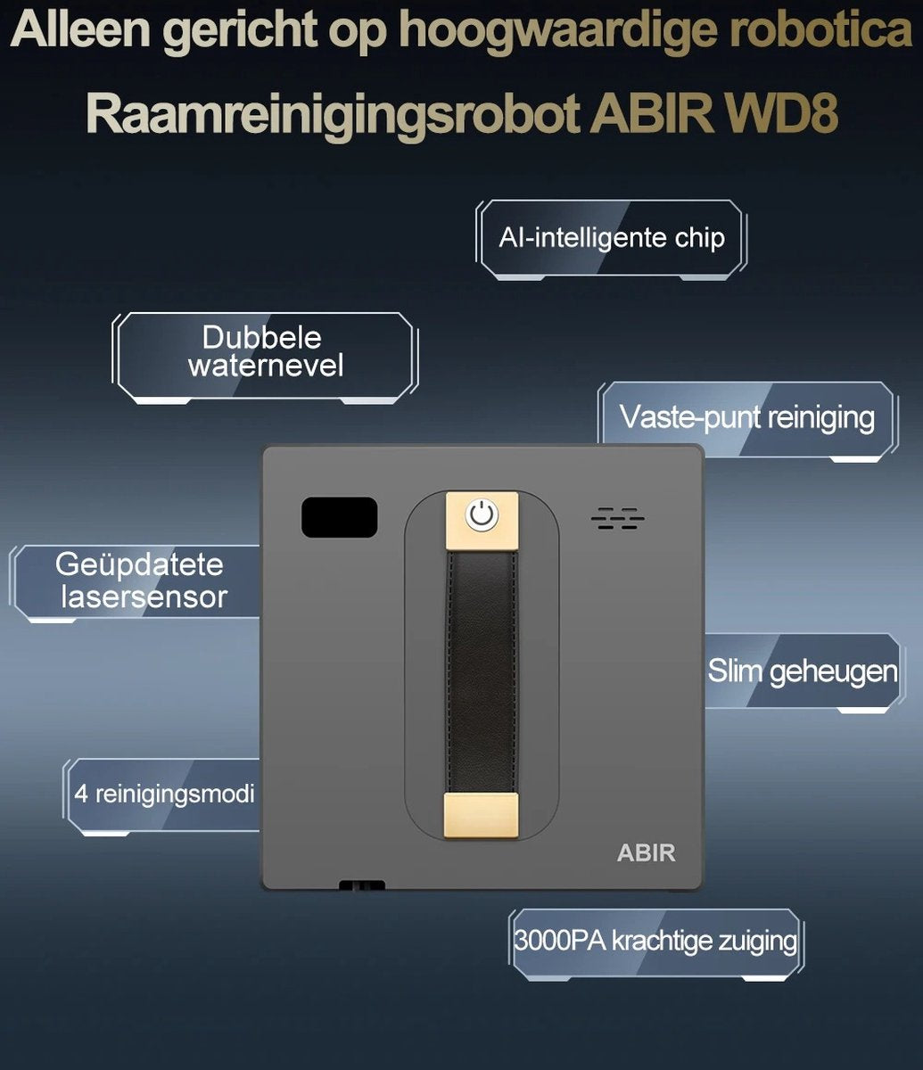 Robot raamreiniger - Dubbele Watersproeier - Slim Geheugen - Hoge Vacuümaanzuiging - Lasersensor - Robot voor het Reinigen van glas - App besturing - QUORE