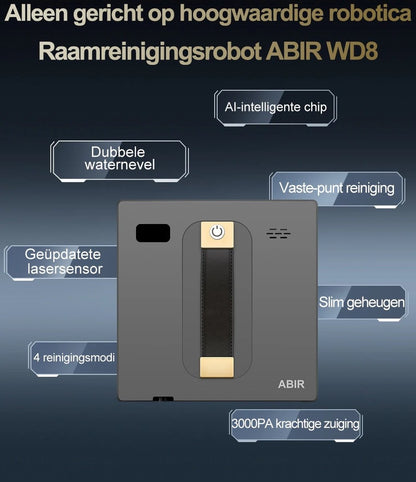 Robot raamreiniger - Dubbele Watersproeier - Slim Geheugen - Hoge Vacuümaanzuiging - Lasersensor - Robot voor het Reinigen van glas - App besturing - QUORE