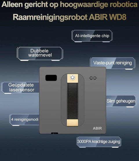 Robot raamreiniger - Dubbele Watersproeier - Slim Geheugen - Hoge Vacuümaanzuiging - Lasersensor - Robot voor het Reinigen van glas - App besturing