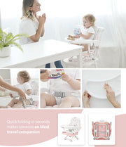 Draagbare kinderstoel - Kinderstoel - Babystoel - Zitverhoger - Kinderstoel verhoger - Verstelbare hoogte - Opvouwbaar - Lichtgewicht - Uil - 6 tot 36 maanden - Grijs - Wit