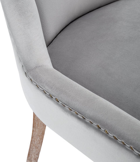 Deluxe Eetkamerstoelen - Grijs (2 stuks) – Gestoffeerde Stoelen met Massief Houten Poten en Fluwelen Bekleding