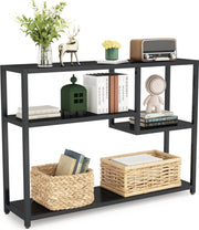 Console Tafel – Dressoirtafel – Industrieel – Bijzettafel – Hout en Metaal – Zwart – 30 x 108 x 85 cm