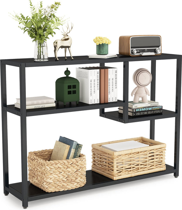 Console Tafel – Dressoirtafel – Industrieel – Bijzettafel – Hout en Metaal – Zwart – 30 x 108 x 85 cm