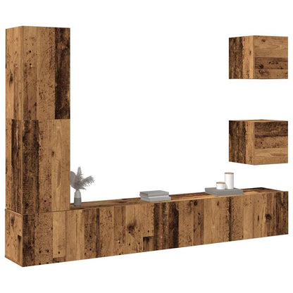 Wandmeubel TV – Tv-kast – Mediameubel – Tv-console – Entertainmentmeubel – Verweerde Houtlook – Ruimtebesparend Wandmontage – Veel Opbergruimte