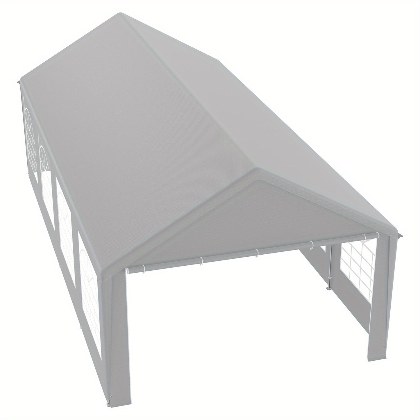 Partytent – Tuinkamer – Feesttent – Evenemententent – Grijze Partytent 4x8 meter – Stevig Gegalvaniseerd Stalen Frame – PE Dak Met Afneembare Zijwanden