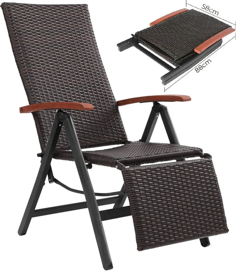 Garden chairs - Adjustable garden chairs - Adjustable garden chair - Brown - Rattan