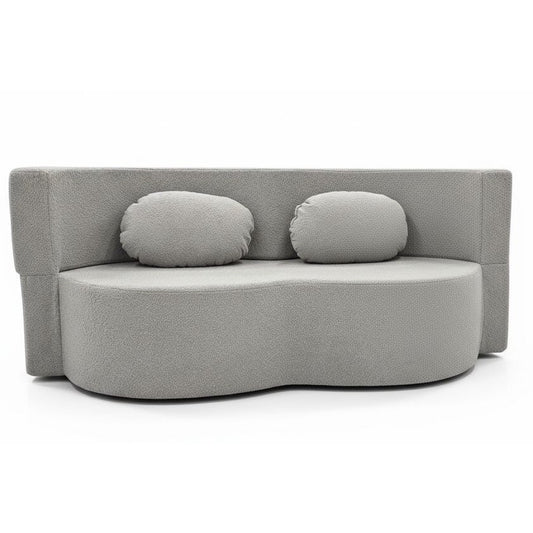 Sofa Bed – Slaapbank – Bankbed – Bedbank – Slaapbank Kinderkamer – Scandinavisch Design – Memory Foam Matras 200x100 cm – Afneembare Wasbare Boucle Bekleding Grijs