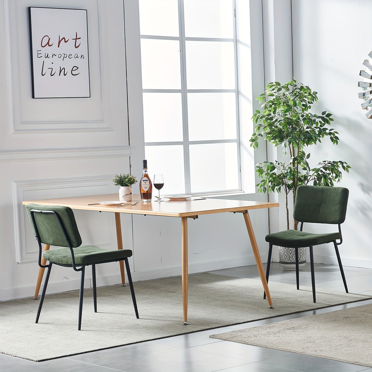 Retro Eetkamerstoelen – Stoel – Armstoel – Zithoek Stoel – Keukenstoel – Groen – Comfortabel Schuimzitting – Stevig Metalen Frame