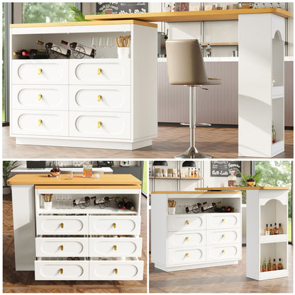 Uitklaptafel – Klaptafel – Vouwtafel – Bartafel – Campingtafel – Uitschuifbaar 138-203 cm – 360° Draaibare Voet – Opbergplank – Wit Metaal