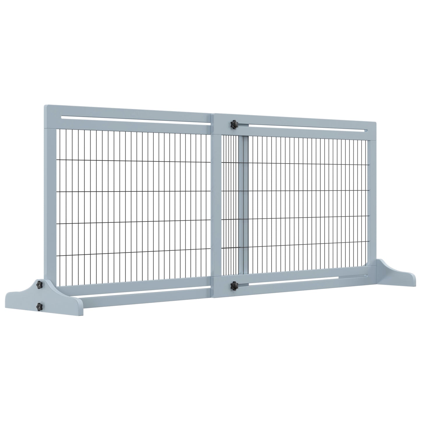 Hondenbarrière – Houten Hekje – Huisdier Afzetting – Veiligheidspoort – Vrijstaand Hondenhek – Verstelbare Breedte 104-183 cm – Duurzaam Staal en Hout