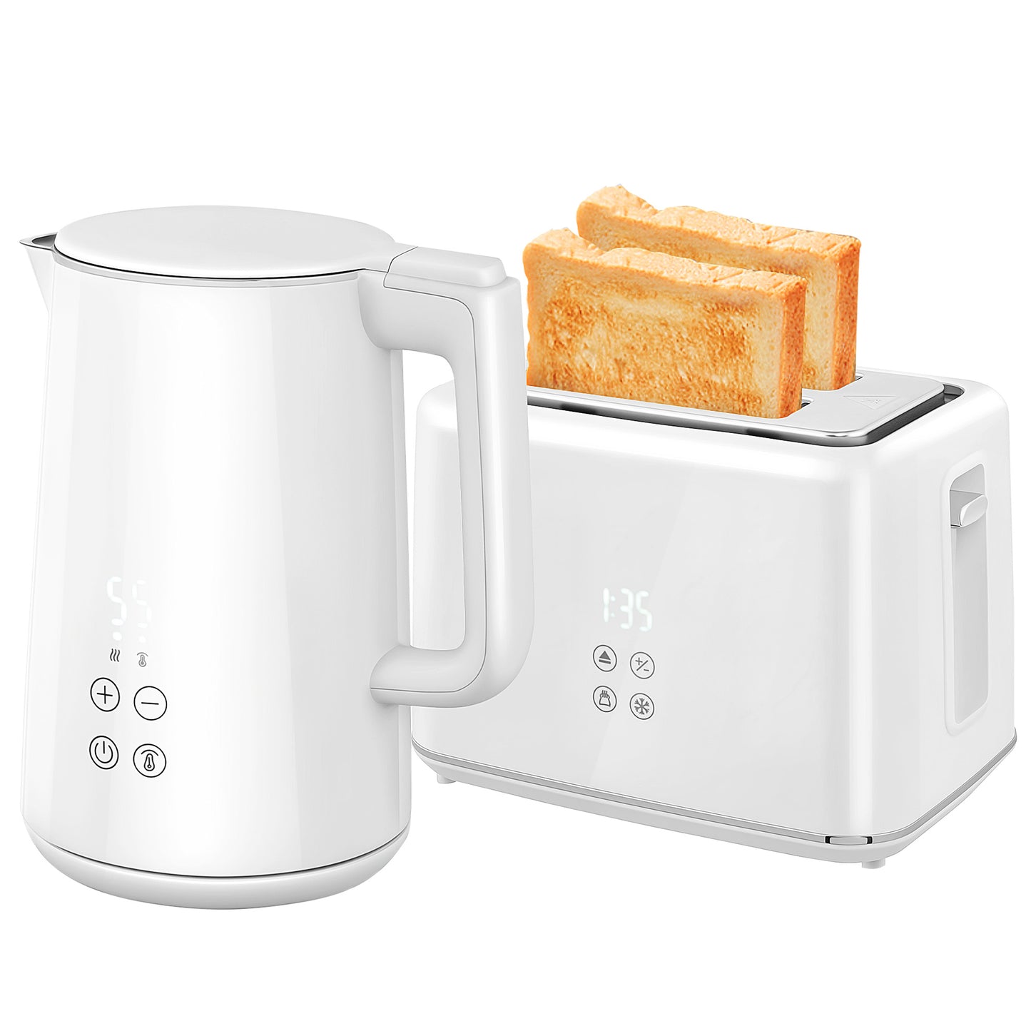 Broodrooster – Toaster – Keukenapparaat – Ontbijttoestel – Tostiapparaat – 7 Bruiningsniveaus – Roestvrijstaal en Kunststof – Snelle Bereiding – Wit