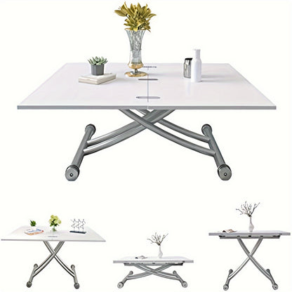 Multifunctionele Eettafel – Verstelbare Salontafel – Uitschuifbare Tafel – Lounge Tafel – Partytafel – Zwarte Walnoot Houtlook – Stevig Metalen Frame – Compact & Ruimtelijk