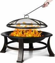 Ronde Vuurkorf - BBQ Grill - Kookrooster - Buitenhaard voor Tuin - 76 cm Breed