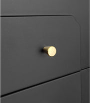 Lowboard - Tv-Meubel in Retrostijl - Gouden Handgrepen - Veel Opbergruimte - Met Glazen deur - en Massief Houten Poten - Zwart