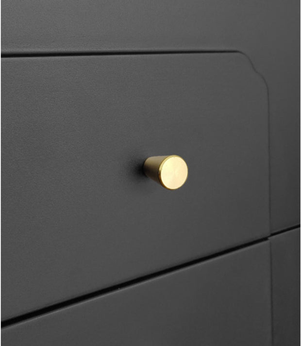 Lowboard - Tv-Meubel in Retrostijl - Gouden Handgrepen - Veel Opbergruimte - Met Glazen deur - en Massief Houten Poten - Zwart