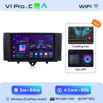 2Din Autoradio – Multimedia Speler – CarPlay Systeem – Android Auto Interface – GPS Navigatie – 9 Inch Touchscreen – 2+64GB WiFi Connectiviteit
