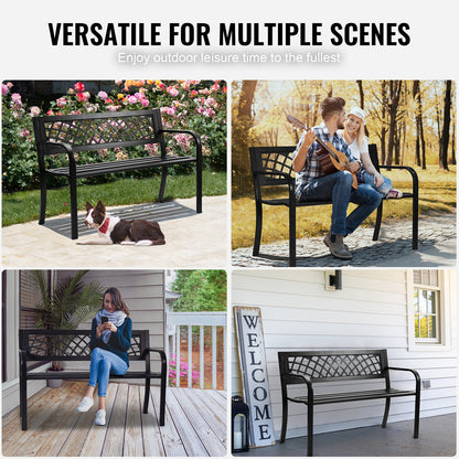 Tuinbank – Buitenbank – Parkbank – Balkonbank – Tuinmeubel – Metaal – 117 cm Breedte – Weerbestendig & Comfortabel