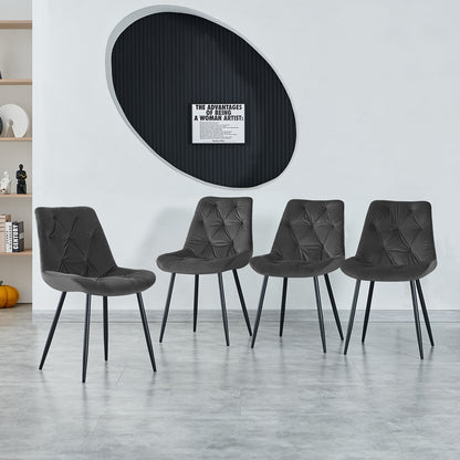 Eetkamerstoel – Stoel – Kuipstoel – Woonkamerstoel – Keukenstoel – Set van 2 – Velvet Bekleding – Dikke Gevoerde Rugleuning