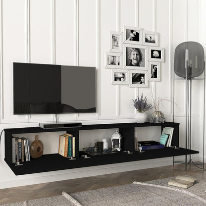TV Meubel – TV Kast – Televisiekast – Meubel – Media Meubel – Zwevend Ontwerp – 180x31x29,5 cm – Wit Spaanplaat