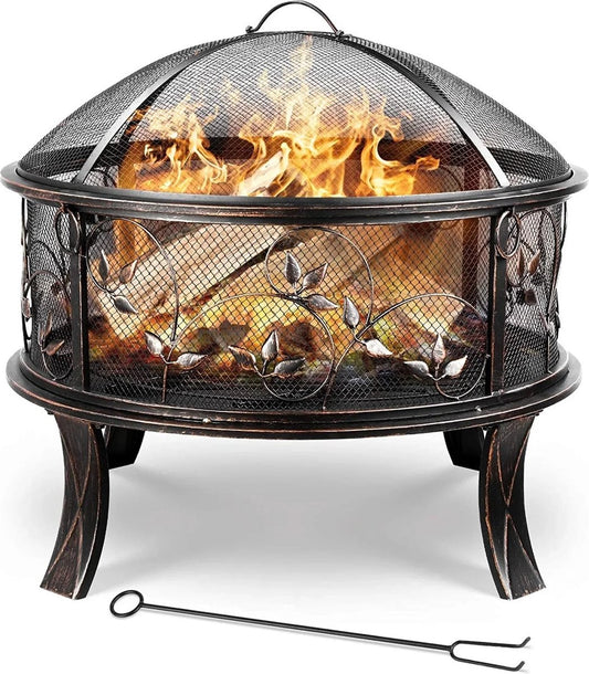 Vuurschaal 71Cm Vuurkorf Vuurkorf Met Vonkbeschermingsrooster-Poker-Houtskoolrooster-Voor Verwarming-Bbq-Barbacoa-Voor Tuin
