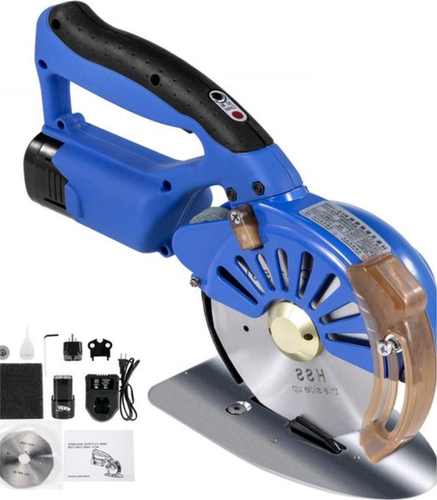 Roterende Snijder - Elektrische Schaar - Professioneel Cirkelzaag - voor het Snijden van Stof, Katoen, Leer, Ambachten - Draadloze doe-het-zelf-Gereedschappen voor Patchwork - 125 mm Snijbladen - Blauw