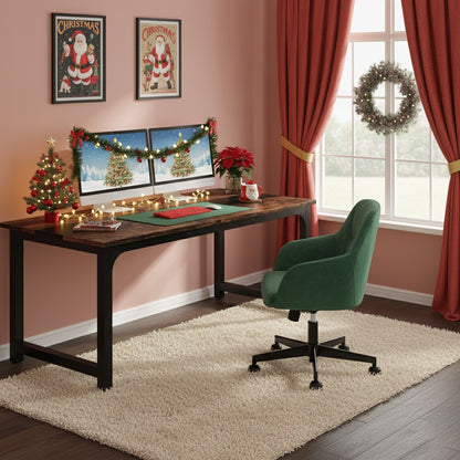 Industrieel Bureau – Werkplek – Schrijftafel – Computerbureau – Vergadertafel – Vintage Bruin/ Zwart – 160 cm Breed – Stevige Metalen Poten – Ruim Werkblad – Veel Beenruimte