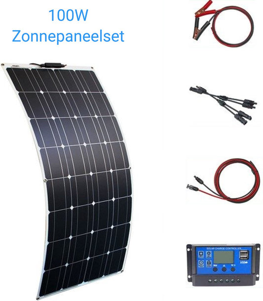 Complete 100W solar panel package - Plug and Play for Camper - Boat - Caravan - Shed - Can be connected to battery