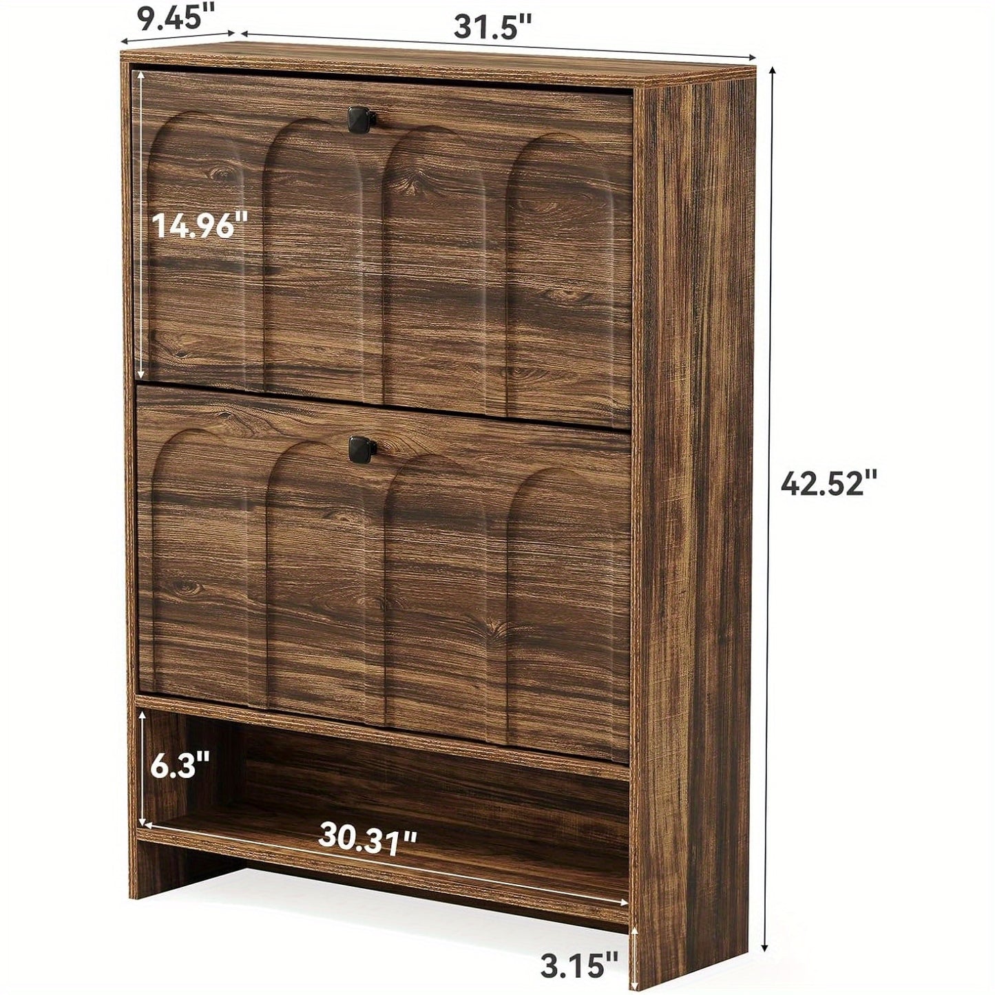 Schoenenkast Smal – Schoenenopberger – Schoenenschuifkast – Halmeubel – Schoenrek – Space-Saving Design – Duurzame Houten Constructie – 2 Kiepdeuren & Open Plank